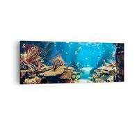 Impression sur Toile 140x50cm Tableaux Image Photo Océan Récif Poissons Corail