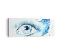 Impression sur Toile 140x50cm Tableaux Image Photo Oeil Bleu Vague humain