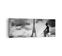 Impression sur Toile 140x50cm Tableaux Image Photo Paris Gentleman Vélo