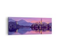 Impression sur Toile 140x50cm Tableaux Image Photo Paysage Montagne Lac église