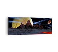 Impression sur Toile 140x50cm Tableaux Image Photo Planète lune univers