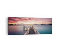Impression sur Toile 140x50cm Tableaux Image Photo Pont Rose Ciel Art Decoration
