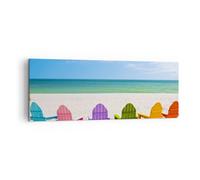 Impression sur Toile 140x50cm Tableaux Image Photo Sunbed rivage Floride Été