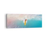 Impression sur Toile 140x50cm Tableaux Image Photo Surf Vague Lumière Decoration