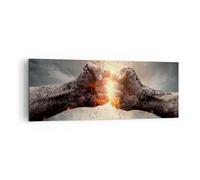 Impression sur Toile 140x50cm Tableaux Image Photo Symbole poing combat