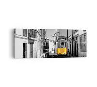 Impression sur Toile 140x50cm Tableaux Image Photo Tram Portugal Lisbonne