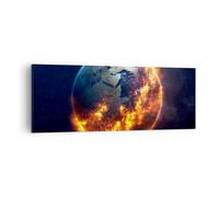 Impression sur Toile 140x50cm Tableaux Image Photo Univers Terre Feu globe