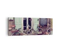 Impression sur Toile 140x50cm Tableaux Image Photo Vélos Vintage Immeuble