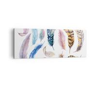 Impression sur Toile 140x50cm Tableaux Image Plumes oiseaux animaux composition