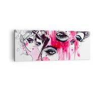 Impression sur Toile 140x50cm Tableaux Les femmes visages yeux illustration