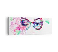 Impression sur Toile 140x50cm Tableaux Lunettes de vue globe oculaire femelle