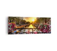 ARTTOR Impression sur Toile Moderne 140x50 cm Fleurs Villes - 3081