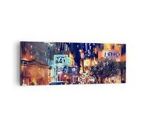 Impression sur Toile 140x50cm Tableaux Voiture personnes restaurant vie nocturne