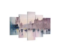 Impression sur Toile 150x100cm Tableaux Aquarelle Ville Monuments Historiques