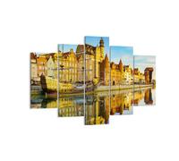 Impression sur Toile 150x100cm Tableaux Bateau rivière architecture histoire
