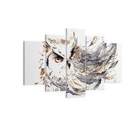 Impression sur Toile 150x100cm Tableaux Chouette plumes la sagesse la nature