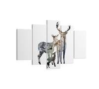 Impression sur Toile 150x100cm Tableaux Deer famille sauvagerie illustration