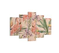 Impression sur Toile 150x100cm Tableaux Flamingos Plantes oiseaux exotiques