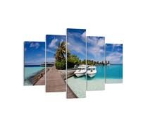 Impression sur Toile 150x100cm Tableaux Île des Maldiviens archipel océan hutte