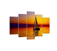 Impression sur Toile 150x100cm Tableaux Image Bateau coucher de soleil paysage