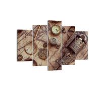 Impression sur Toile 150x100cm Tableaux Image Cartographie Vintage Boussole