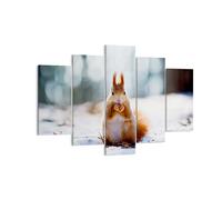 Impression sur Toile 150x100cm Tableaux Image Écureuil hiver neige nourriture