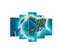 Impression sur Toile 150x100cm Tableaux Image Hélicoptère océan île paradis
