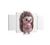 Impression sur Toile 150x100cm Tableaux Image Hérisson Cupcake Pour Enfants