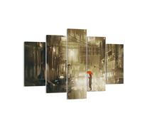 Impression sur Toile 150x100cm Tableaux Image illustration désastre Rue Pluie