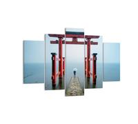 Impression sur Toile 150x100cm Tableaux Image Itsukushima-Jinja Temple Parapluie