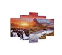 Impression sur Toile 150x100cm Tableaux Image Kirkjufell Chute D'Eau Montagne