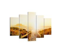 Impression sur Toile 150x100cm Tableaux Image le lever du soleil vague île océan