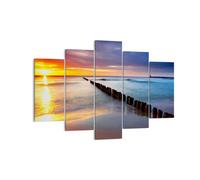 Impression sur Toile 150x100cm Tableaux Image Mer côte plage lever de soleil