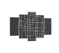 Impression sur Toile 150x100cm Tableaux Image Noir Et Blanc Labyrinthe Ligne