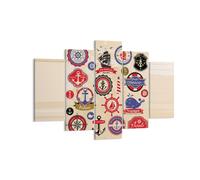 Impression sur Toile 150x100cm Tableaux Image Photo Ancre drapeau badge bateau