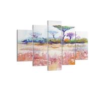Impression sur Toile 150x100cm Tableaux Image Photo Aquarelle Savane Arbres