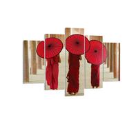 Impression sur Toile 150x100cm Tableaux Image Photo Bhoutan Parapluie Rouge