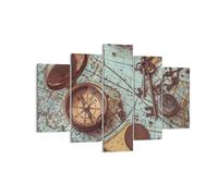 Impression sur Toile 150x100cm Tableaux Image Photo Boussole Vintage Carte