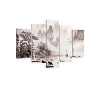 Impression sur Toile 150x100cm Tableaux Image Photo Chinois Paysage Aquarelle