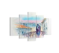 Impression sur Toile 150x100cm Tableaux Image Photo Couple Amour Ville Pont