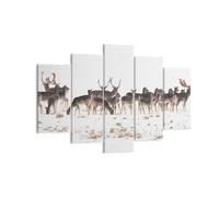 Impression sur Toile 150x100cm Tableaux Image Photo Deer hiver faune paysage