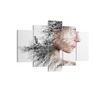 Impression sur Toile 150x100cm Tableaux Image Photo Femme Double Exposition