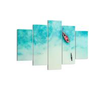 Impression sur Toile 150x100cm Tableaux Image Photo Île bateau bateau océan