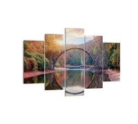 Impression sur Toile 150x100cm Tableaux Image Photo Jardin Rhododendrons Pont