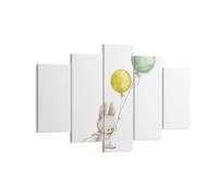 Impression sur Toile 150x100cm Tableaux Image Photo Lapin Ballons Pour Enfants