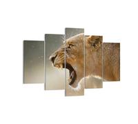 Impression sur Toile 150x100cm Tableaux Image Photo Lion Lionne Crocs Decoration