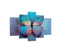 Impression sur Toile 150x100cm Tableaux Image Photo Manuscrit Papillon Bleu