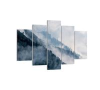 Impression sur Toile 150x100cm Tableaux Image Photo Montagnes Brouillard Arbres