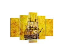 Impression sur Toile 150x100cm Tableaux Image Photo Navire pirate océan trésor