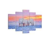 Impression sur Toile 150x100cm Tableaux Image Photo Ours Hiver Neige famille